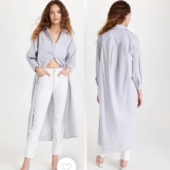 Pistola Sloane Oversized Button Down Shirt Dress in Blue Mist Size Medium - Picture 2 of 13